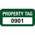 Lustre-Cal Property ID Label PROPERTY TAG Polyester Green 1.50in x 0.75in  Serialized 0901-1000, 100PK 253772Pe1G0901
